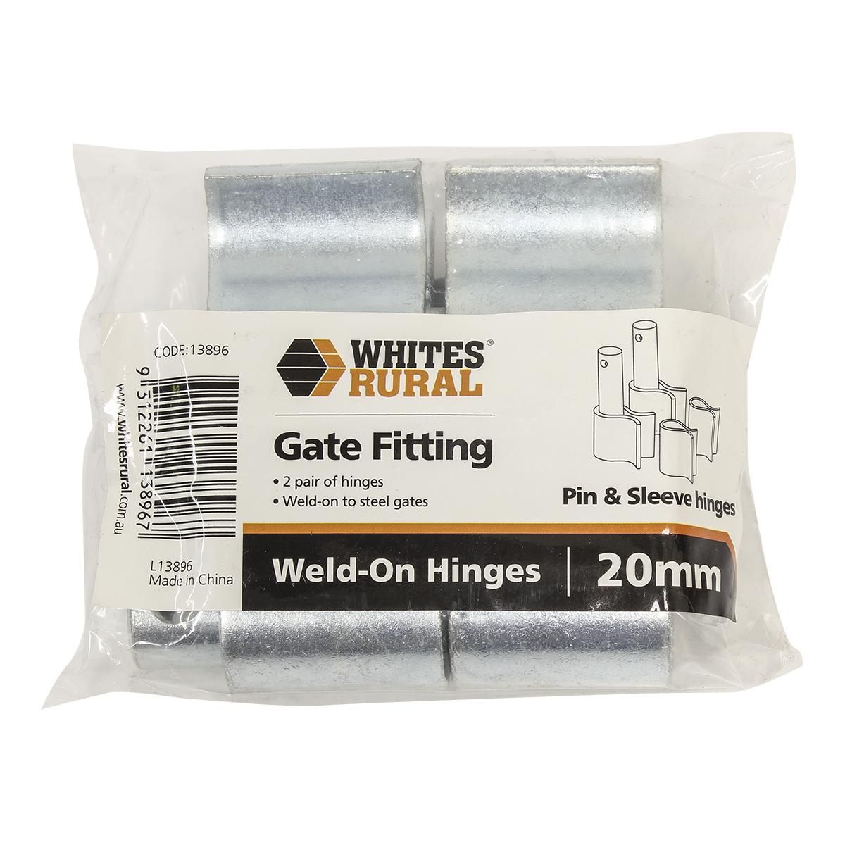 Whites Weld on Hinges Pin + Sleeve 20mm 2pk