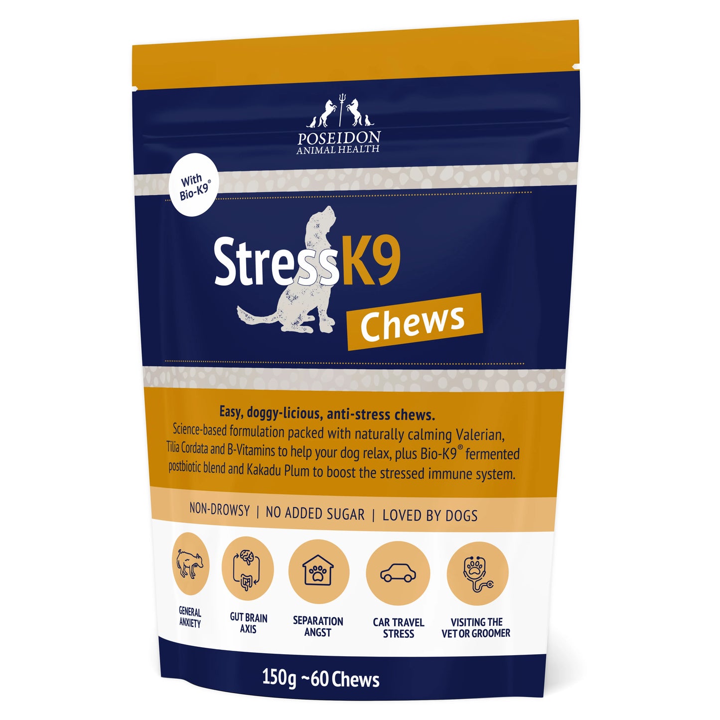 Poseidon Stress K9 Chews 150g 60 Chews