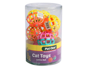 Pet One Cat Toy Lattice Ball 5.5cm Mix Colour 9 Per Can