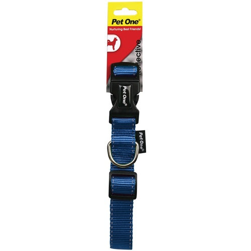 Pet One Collar Nylon Reflective MEDIUM- 24 X 37cm 15mm