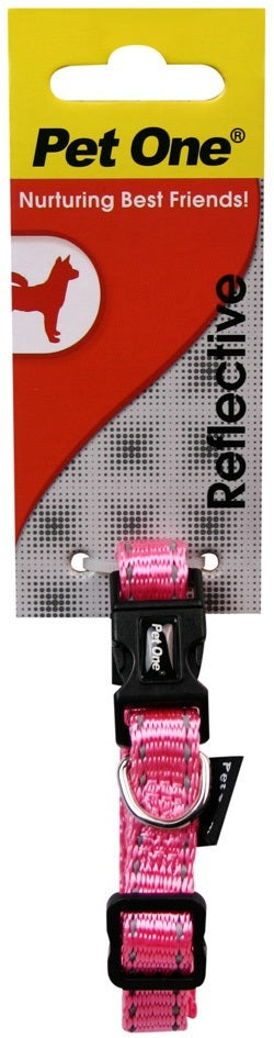 Pet One Collar Nylon Reflective SMALL - 17 X 26cm 10mm