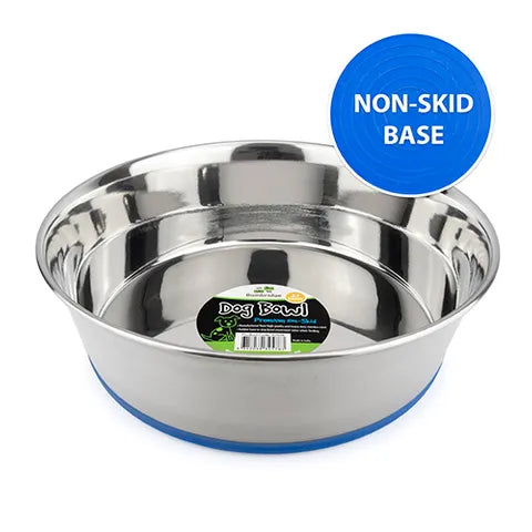 BainBridge Dog Bowl Stainless Steel Non-Skid (Blue Base)
