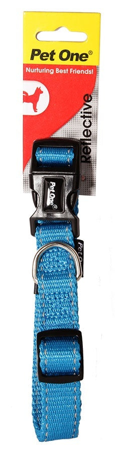 Pet One Collar Nylon Reflective SMALL - 17 X 26cm 10mm