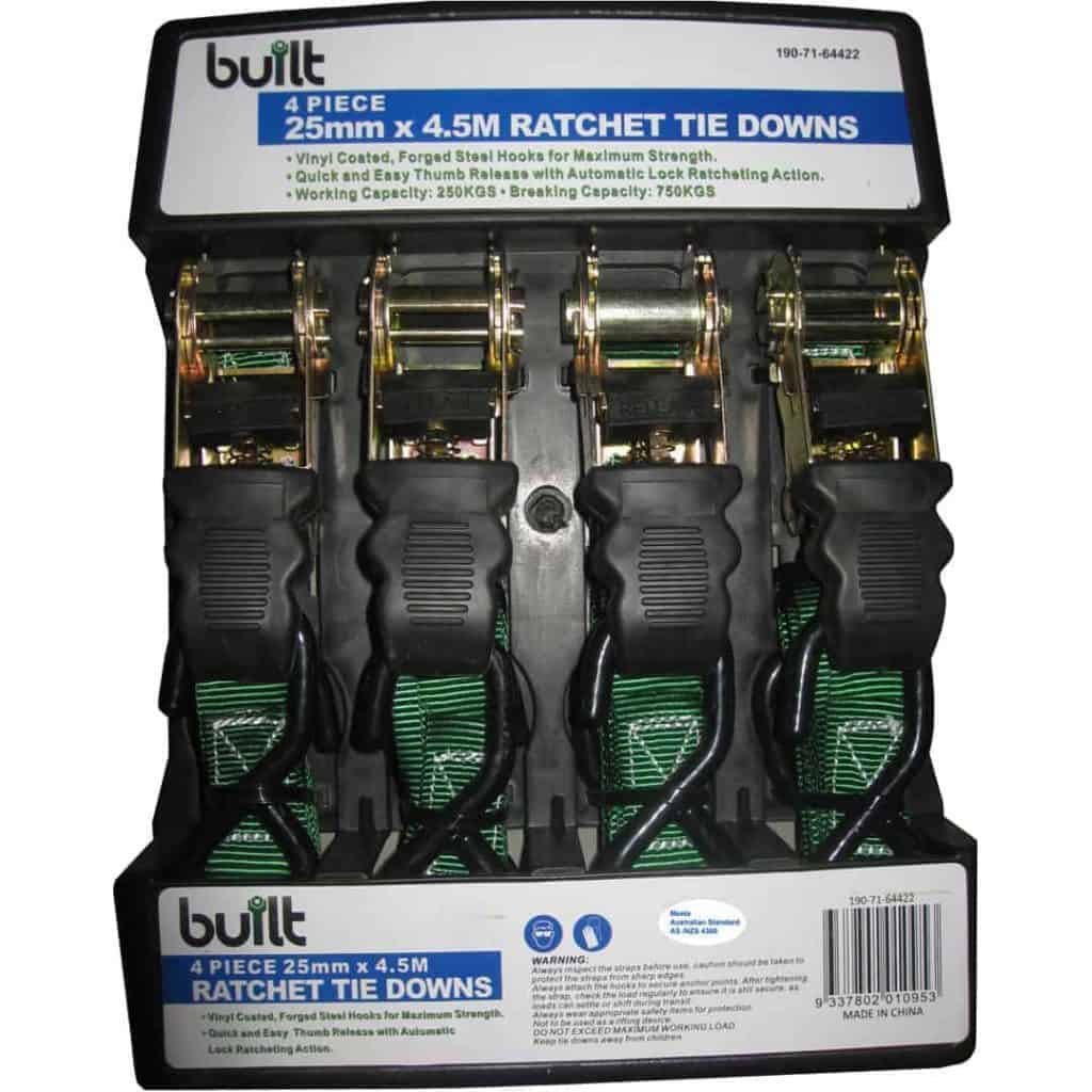 Tie Down Ratchet 4pce 25mm x 4.5M 250kg