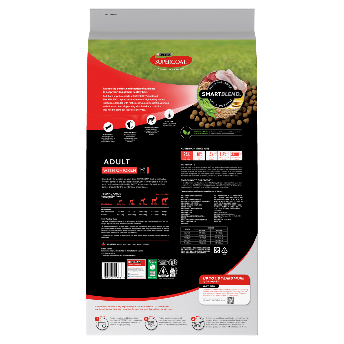 Purina Supercoat Adult Dog Chicken 20Kg