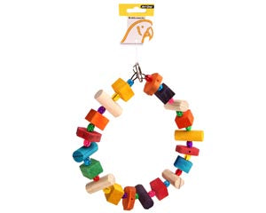 Avi One Parrot Toy Wooden Ring With Acrylic Beads 24x27cm