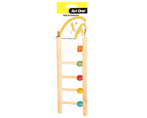 Avi One Bird Toy Wooden Ladder 5 Rung W/beads