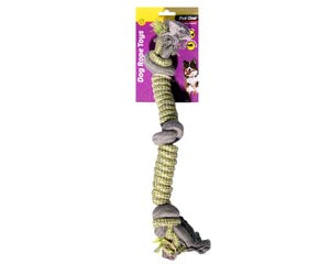 Pet One Dog Toy Rope Spiral With 3 Knots Green/Grey 40cm