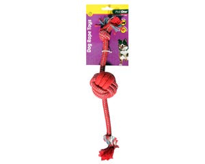 Pet One Dog Toy Rope With 1 Rope Ball Red/Blue 38cm