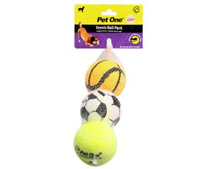 Pet One Dog Toy Mix Ball 3pack 6.35cm