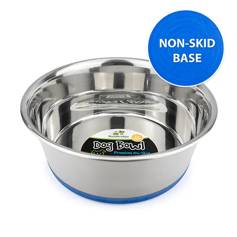 BainBridge Dog Bowl Stainless Steel Non-Skid (Blue Base)