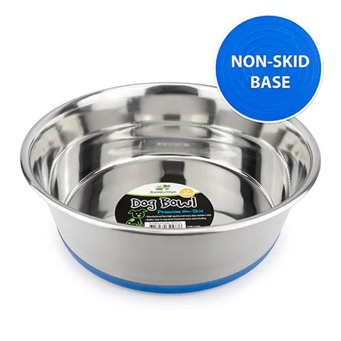 BainBridge Dog Bowl Stainless Steel Non-Skid (Blue Base)