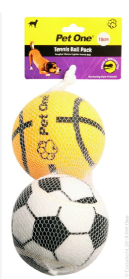 Dog Toy Tennis Ball 10cm Diameter 2 Pack