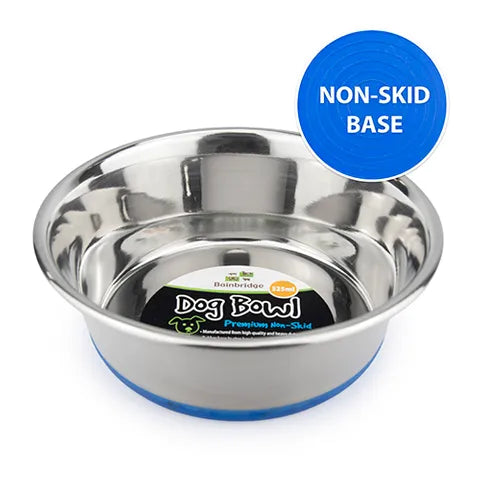 BainBridge Dog Bowl Stainless Steel Non Skid (Blue Base) - 1.2LT