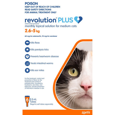Revolution Plus Medium Cat Orange 6 Pack 2.6-5kg