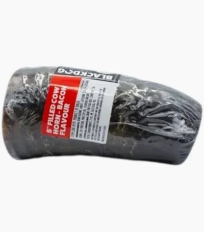 Blackdog Filled Cow Horn - Bacon 5"