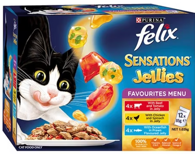 Purina Felix Sensations Jellies Favourites  Menu 12X85g